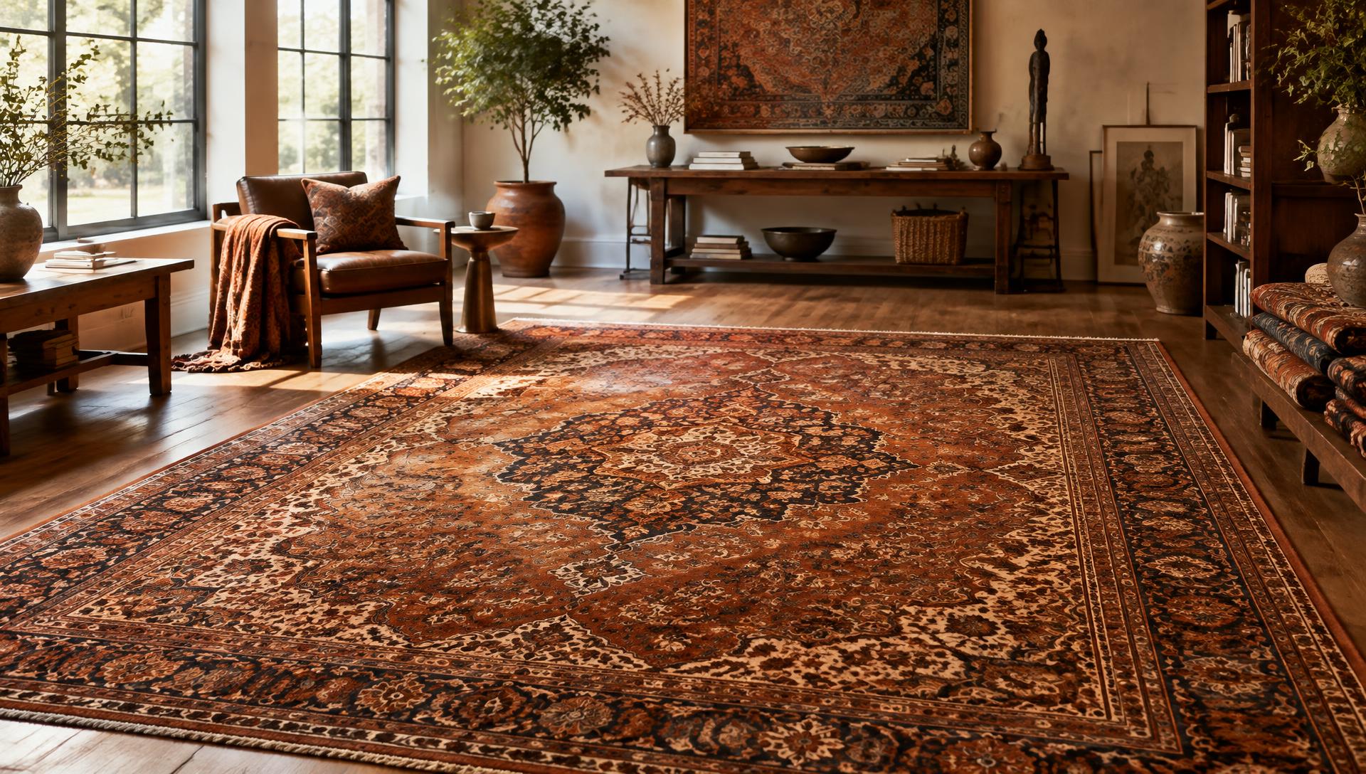 Tapis oriental dans un intérieur chaleureux